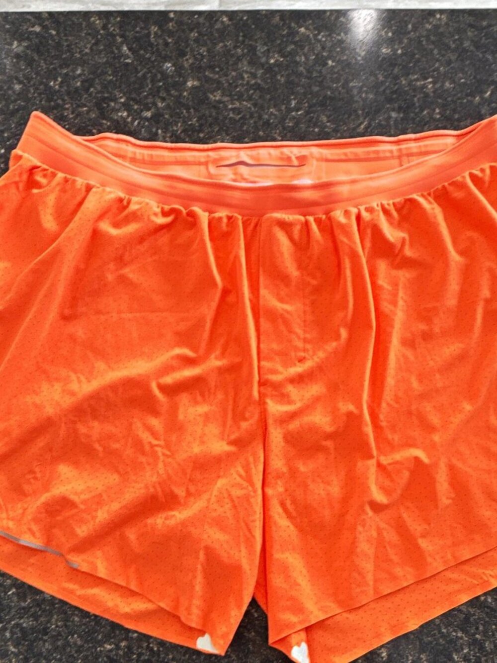 Lululemon Women's Orange Lined Lightweight Running Shorts Drawstring XXL